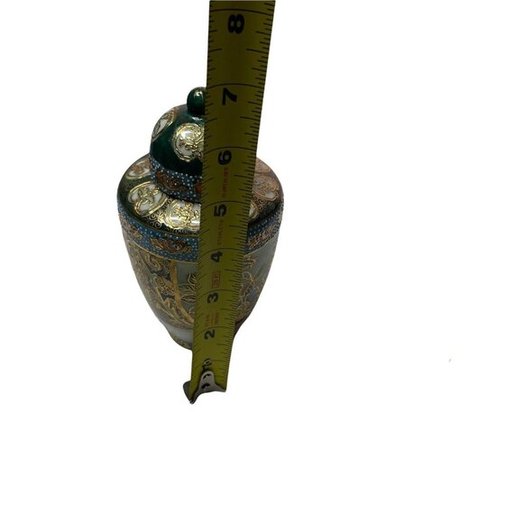 Antique Japanese Porcelain Ginger Jar Hand Painted Cloisonné Moriage Signed 7” - Picture 8 of 9